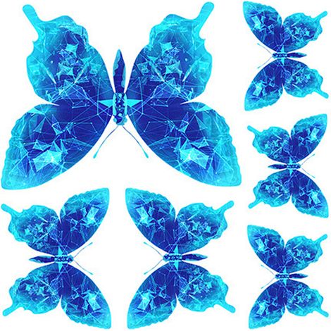 Sticker mural lumineux, papillon bleu, sticker mural salon/chambre - Sticker mural lumineux, papillon bleu, sticker mural salon/chambre (1/4)