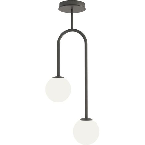 Plafonnier moderne noir/blanc 2 globes E14 ATRIA Emibig (1/5)