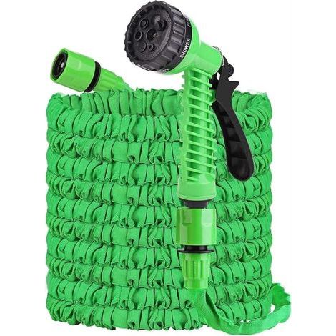 Tuyau d'arrosage Extensible 15M/50FT, Tuyau d'arrosage Flexible avec 7 Modes de Pulvérisation, anti-fuite, Convient pour le jardin, Lavage de Voiture (Vert) (1/5)