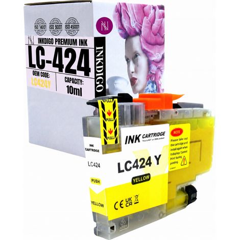 Inchiostro Inkdigo LC424Y compatibile con Brother DCP-J1200DW DCP-J1200W certificato TÜV. (1/5)