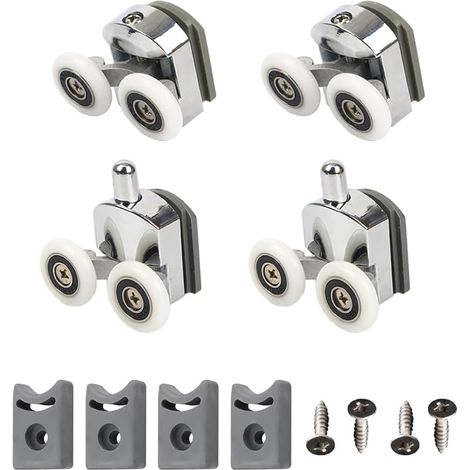 Lot de 4 Roulettes de Rechange pour Porte de Douche, Incurvées, 23 mm, 2 Roues Supérieures et 2 Roues Inférieures, 23 mm (1/5)
