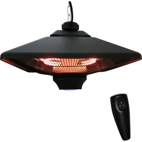 Chauffage de terrasse, chauffage de plafond, chauffage radiant, télécommande, éclairage LED, 2000 W, 43 x 43 x 25 cm (1/5)