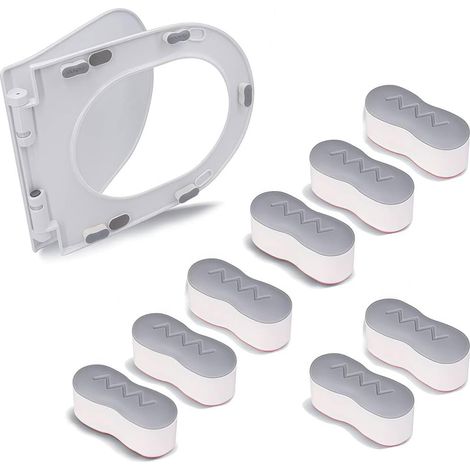 Set mit 8 universellen WC-Sitzstoppern – Stark haftend – ABS und TPE – Geräuschdämpfend und stabil – Für den privaten und öffentlichen Bereich – Weiß, 4,5 x 1,7 x 2 cm (1/5)