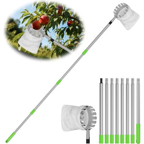 Cueilleur de fruits télescopique, cueilleur de fruits amovible, cueilleur de fruits télescopique, cueilleur de cerises et cueilleur de pommes 2m