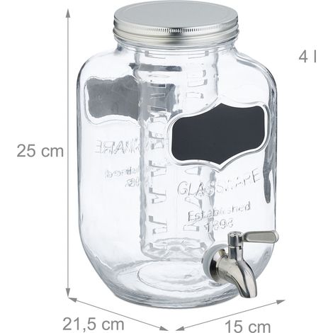 Fontaine à boissons ergonomique de jardin avec robinet design rétro 30 x 25 x 25 cm en verre transparent (1/5)