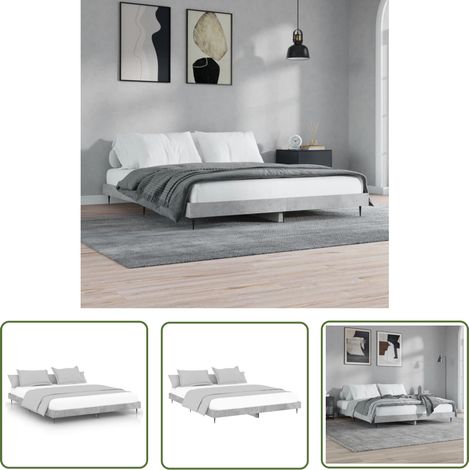 The Living Store Bettgestell Betongrau 120x200 cm Holzwerkstoff - Beton Grau - Doppelbett - Holzrahmen - Massivholzbette - Lattenrost (1/5)