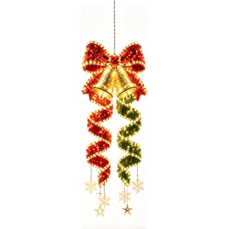 Weihnachtlicher Spiralleuchter, LED-Verandadekoration mit Schleife (1/5)
