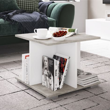 Table basse Annelieke 50x50 cm 4 niches-blanc/béton