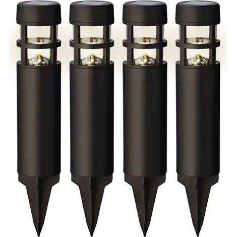 Estaca solar negra 1 led, 3 im, función fija, set de 4 uds