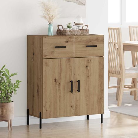 Buffet bas avec tiroirs et portes, bois d’ingénierie, chêne artisanal, 69,5 x 34 x 90 cm - PANGIVO (1/5)