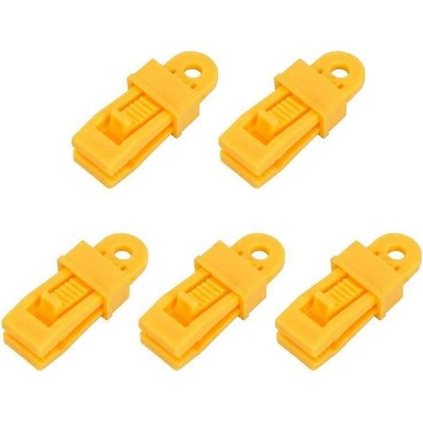 5x Pinces de Bâche, Clip de Serrage pour Tente, Boucle de Corde Anti-Vent, Attache Pratique pour Bâche, Verrouillage de Serrage adapté pour Barnum et Auvent (1/4)