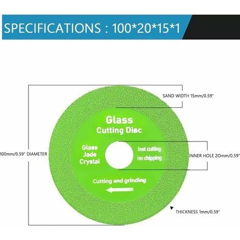 Glastrennscheibe, 2-teilige Glastrennscheibe, dünne Sägeblatt-Schleifscheibe, Glastrennscheibe, Diamant-Sägeblatt für Winkelschleifer, Fliesen, Marmor und Glas (1/4)
