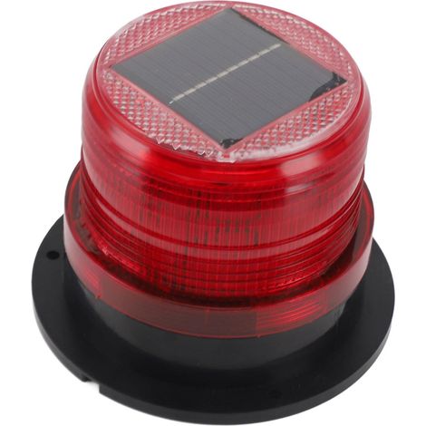 Feu de signalisation stroboscopique solaire étanche à LED avec base magnétique puissante pour déneigement, chariots élévateurs et autres véhicules (rouge). (1/4)