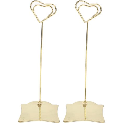 Lot de 2 porte-numéros de table, pinces à cartes nominatives résistantes et polyvalentes, pour mariages, fêtes et bureaux (doré) (1/5)