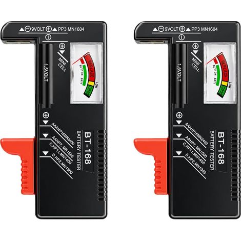 2PCS Testeur De Piles Universel Pour Piles AA, AAA, C, D, 9V Et Piles Bouton 1,5V, Pile Testeur Analogique Pratique Et Portable Pour Maison, Jouets, Télécommandes Et Appareils Électroniques (1/5)