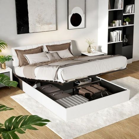 Bettgestell 140x190 cm - TANANT - Modern - Teddyvelours - USB - 2 Plätze