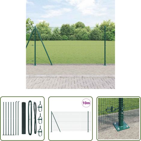 Poteau en acier - Poteau de clôture. Vert 10 x 1,2 m (maillage de 12 x 12 mm) (1/5)