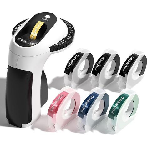 Etiqueteuse Autocollantes,Machine à Étiquettes en Relief, E975 Mini imprimante Etiquette avec 6 Rubans,Portative Étiqueteuse 3D Embossing Label Maker pour Maison,Cuisine,Bureau,Cadeau DIY (1/5)