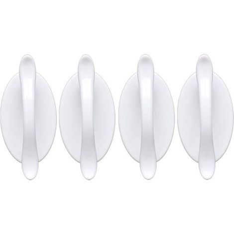 Lot de 4 poignées de porte coulissante autocollantes blanches, boutons de meuble sans perçage, pour portes de miroir et meubles de salle de bain (1/5)