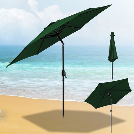 SWANEW Ombrellone da giardino 270 cm, UV30+, Ombrellone da esterno, Ombrellone da terrazza, Manovella, Verde, Ombrellone da spiaggia (1/5)