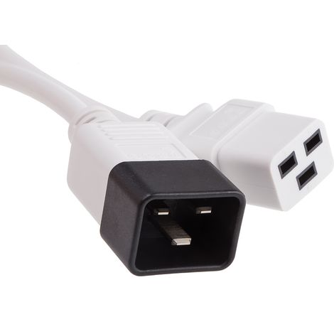 Câble d'alimentation, Blanc, Connecteur C19, CEI vers C20, CEI, 1m ( Prix pour 1 )