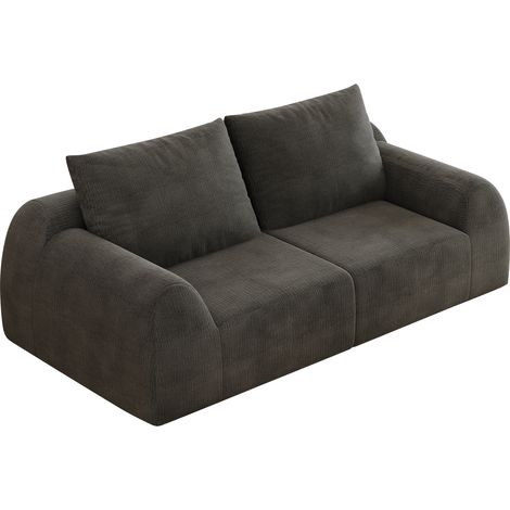 Divano Dritto in Chenille, Schiuma ad Alta Elasticità, senza Montaggio, Grigio Scuro (1/5)