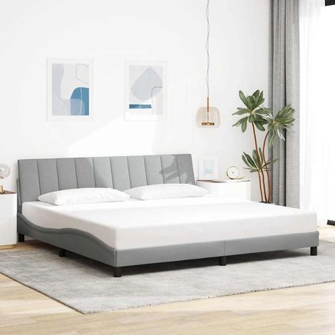 Bettgestell ohne Matratze "Hanko" Hellgrau 200x200 cm Stoff