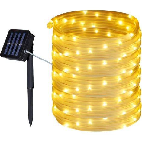 Guirlande Solaire Extérieure de Tuyau,12M 100 LED Guirlande Lumineuse Solaire Etanche,8 modes d'éclairage Lampe Décoratives pour Jardin,Patio,Clture,Anniversaire,Mariage (Blanc Chaud) (1/5)