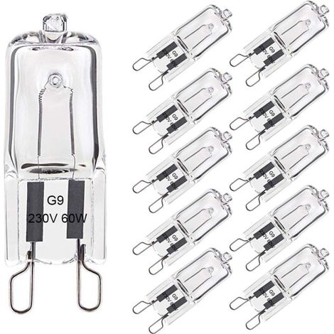 Halogenlampe G9, 60 W, warmweiß, 2800 K, 680 lm, 230 V, dimmbar, Halogen-Kapsel-Glühlampe, 10 Stück