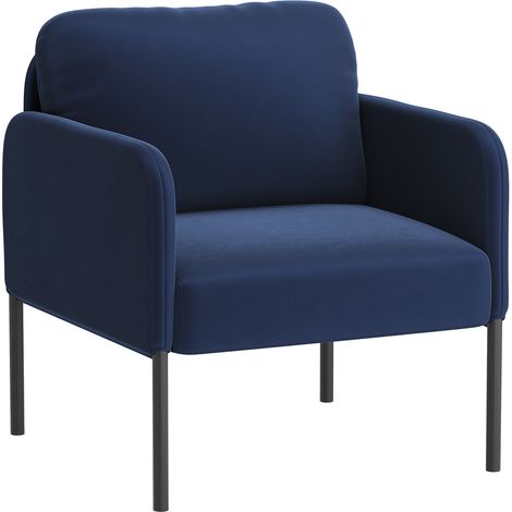 Un fauteuil au confort naturel, pensé pour le quotidien - Fauteuil avec dossier enveloppant et pieds en métal fin,Bleu (1/5)