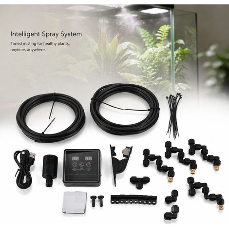 Système de Brumisation Reptile - Minuterie Intelligente - Tête Omni 360° - ABS/PE - Kit 10m 4 Buses pour Terrarium Humide (1/5)