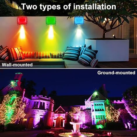 Projecteur LED RGB Exterieur Projetur de Jardin RVB Spot LED Couleur IP66 Paysage Terrasse Jardin (10W 24V) (1/3)