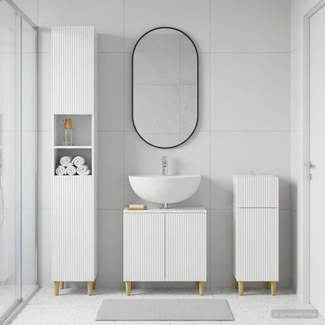 vidaXL 3 Piece Bathroom Cabinet Set ARNHEM High Gloss White (1/5)