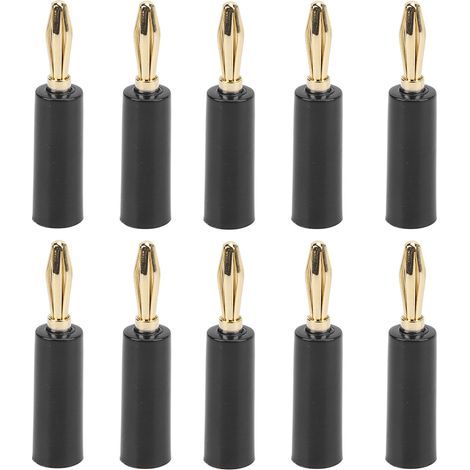 10 fiches bananes, connecteur Jack Audio 4mm, sans soudure, tête à Six lames pour équipement électronique industriel, noir (1/5)
