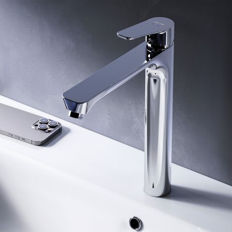 AM.PM Waschtischarmatur Hoch Chrom Wasserhahn Bad Waschbecken Armatur Einhebelmischer Badarmatur Mischbatterie für Badezimmer Aufsatzwaschbecken (1/5)