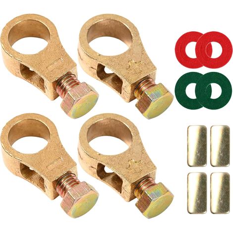 Battery Terminal Wire Clips, Pure Copper Battery Connection Clip Negative and Positive Car Battery Cable Terminal for Car Van Truck Boat (4Pcs) (1/5)