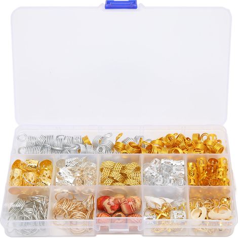 Kit 238 pièces Accessoires Cheveux Tresses Bagues Dreadlocks Coffret Rangement Homme Femme (1/5)