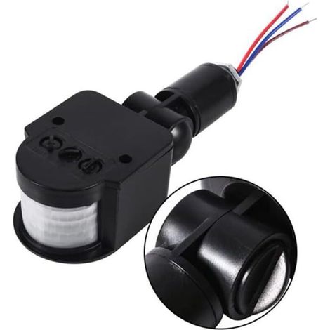Rilevatore di movimento per esterni, IP44, sensore rotante a 180°, 240 V, carico massimo 1200 W, portata 12 m, tre impostazioni regolabili, per giardino, casa o patio. (1/4)