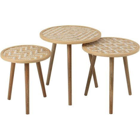 Lot de 3 Tables d'Appoint Gigognes "Baudoin" 55cm Naturel (1/5)