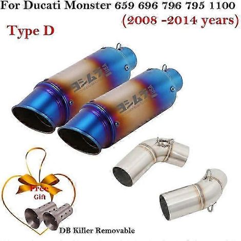 Silencieux d'échappement en fibre de carbone pour moto Ducati Monster 659, 696, 795, 1100, Hypermotard 796, 2008-2014, Db Kil (Type D) (1/5)