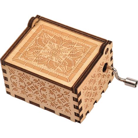 Vintage-Spieluhr aus Holz, handlich, mit Handkurbel, wunderschönes, geschnitztes Musikinstrument mit der Melodie „You are My Sunshine“. Ideal als Weihnachts- oder Geburtstagsgeschenk für Mama, Papa, E (1/5)