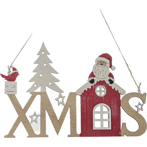 Panneau De Porte De Noël En Bois - Panneau Murale Décoratif Pour Porte Fenêtre Cheminée Arbre De Noël - 1 Pièce (1/5)