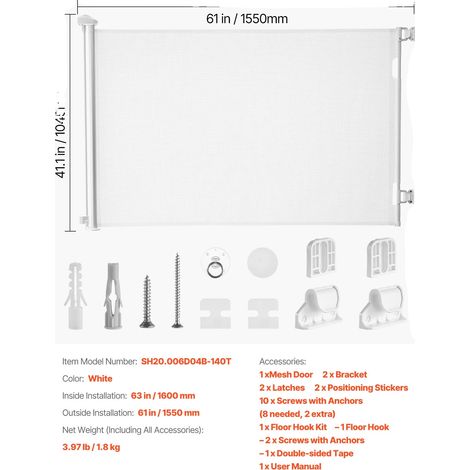 Einstellbares Babygitter, platzsparendes Design, verbesserte Sicherheitsmerkmale, Weiße ArtB (1/2)