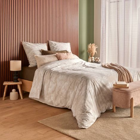 Parure de Lit 3 Pièces "Jouy" 240x220cm Beige Lin (1/5)