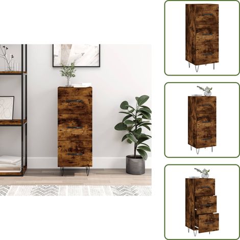 Sideboard Räuchereiche 34,5x34x90 cm Holzwerkstoff - Sideboard - Wohnzimmermöbel - Holzmöbel - Regal - TV-Schrank (1/5)