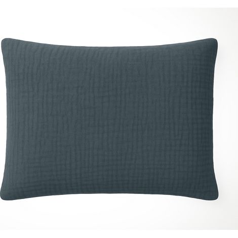 Taie d'oreiller en gaze de coton lave 50 x 70 cm Douce bleu petrole (1/2)