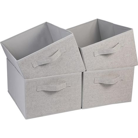 Lot de 4 Boîte Rangement Tissu Pliable Avec Poignée Pour Vêtements Jouets Livres Salon Chambre (1/5)