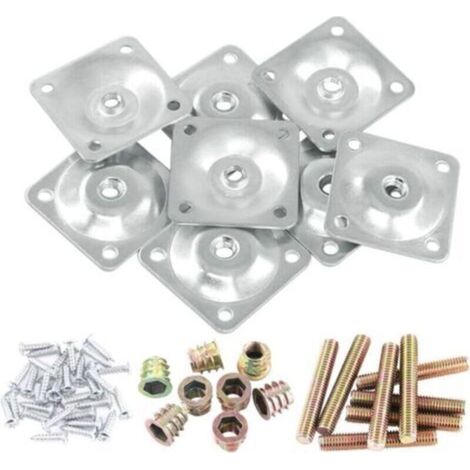 Set mit 8 silbernen Montageplatten für Sofabeine
