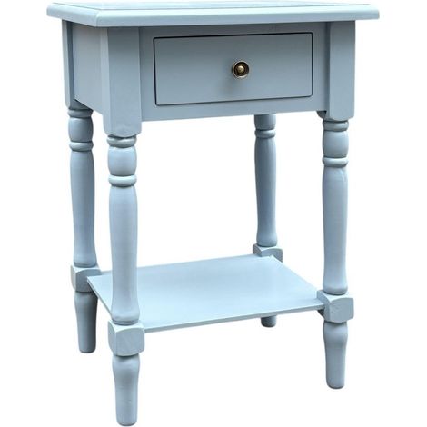 Single Drawers Side Table - L35 x W45 x H65 cm - Light Blue