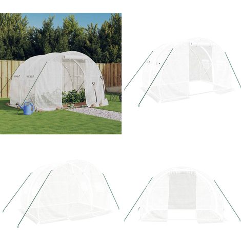 Serre avec cadre en acier blanc 6 m² 3x2x2 m - Serre De Jardin - Abri Jardin - Tunnel De Jardin - Serriculture - Potager - Home & Living